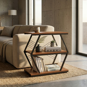 Sidebord Nolarg 65x30x61 cm Sort/Valnøddetræ-look [en.casa]