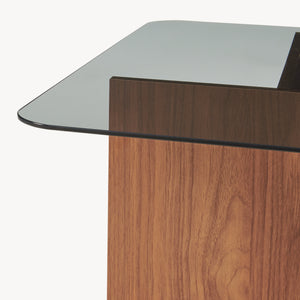 Sofabord Benexjö med glasplade 70x70x36 cm valnødlook/grå [en.casa]
