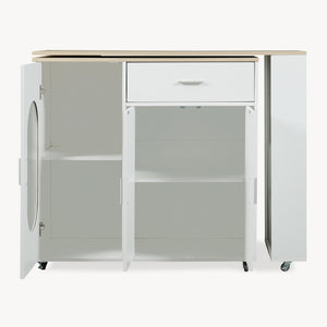 Rullbar køkkenø med drejelig bordplade Kudebola 115x40x94 cm egetræslook/hvid [en.casa]