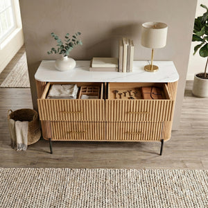 Kommode Kokunse med 6 skuffer 120x42x78 cm egetræslook [en.casa]