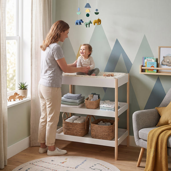 Puslebord Oupilu med 2 hylder 91x82x53 cm Hvid [en.casa]