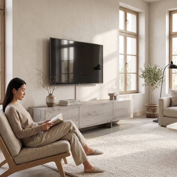 TV-skab Kapipimso med 3 klapper 194x31x37 cm egetræslook, grå [en.casa]