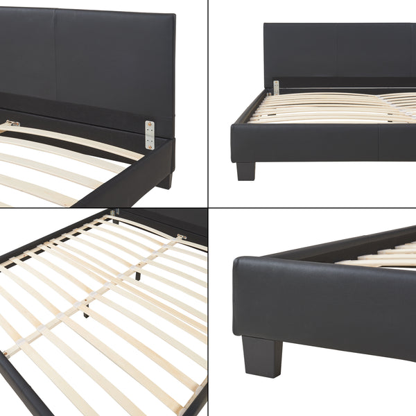 Kunstlæderseng Albacete 160x200cm sort Corium