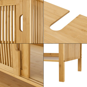 Mueble para debajo del lavabo Hvaler con puertas corredoras y 1 estante bambú 60 x 100 x 45 cm - Natural [en.casa]