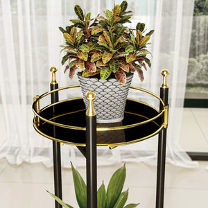 Blomstativ Oulainen 79x28x28cm Sort/Guld [en.casa]