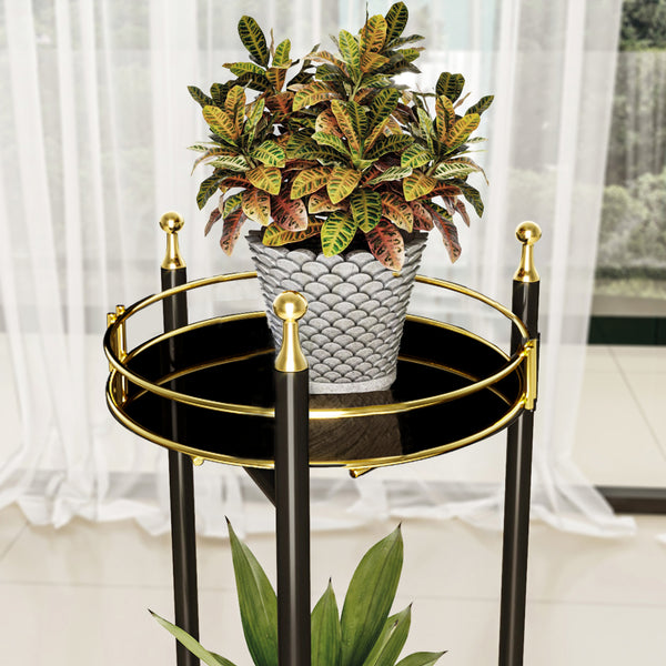 Blomstativ Oulainen 79x28x28cm Sort/Guld [en.casa]