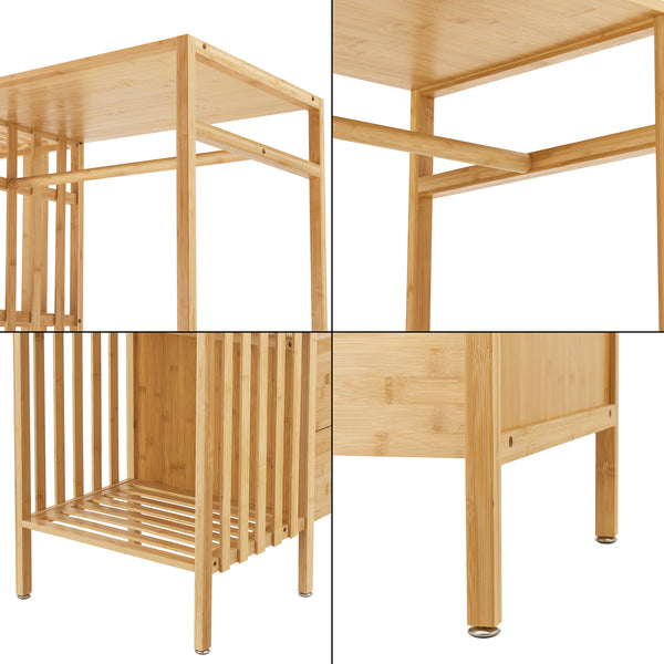 Garderobestativ Varanger 185x100x45 cm Bambus [en.casa]