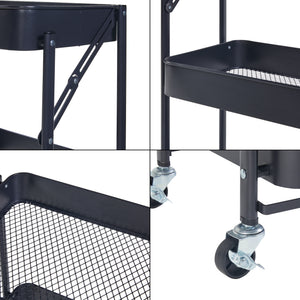 Vogn Vörå med 3 niveauer 88x45x30cm sort [en.casa].