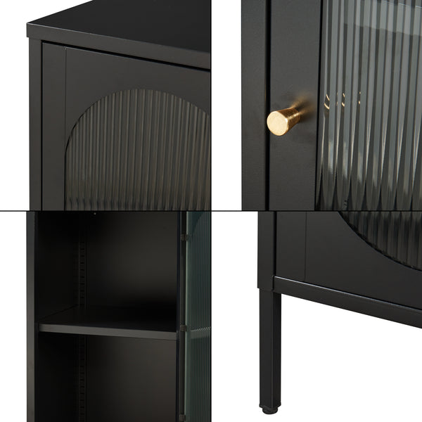Sideskab Karlskrona 102x43x40 cm sort, mat [en.casa]