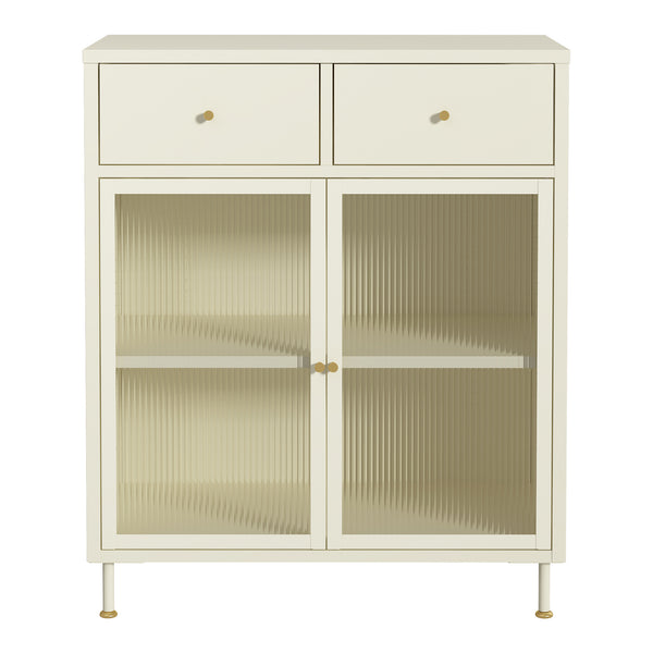 Skænk Lindau stål 97x80x40 cm cremehvid [en.casa]