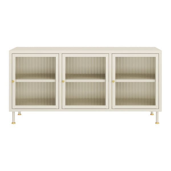 TV-møbel Lindau stål 120x40x59 cm cremehvid [en.casa]
