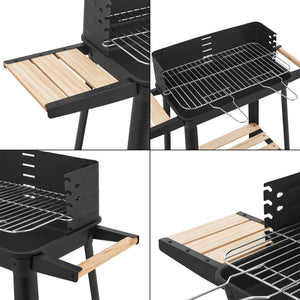 Ari grillvogn 78x86x30cm sort/bambus [casa.pro]