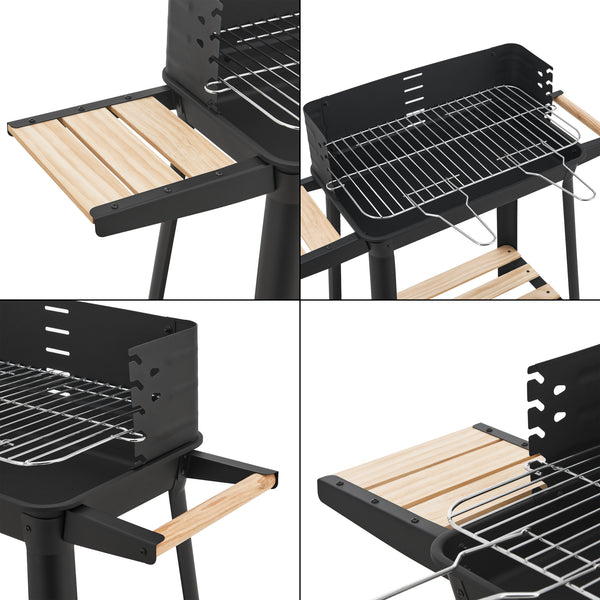 Ari grillvogn 78x86x30cm sort/bambus [casa.pro]