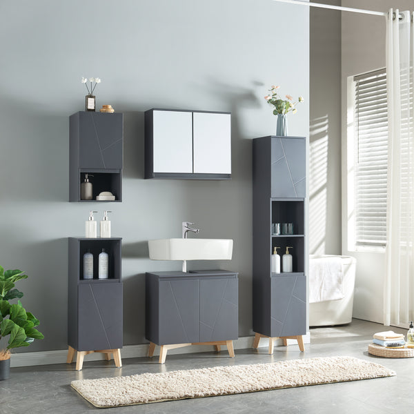 Overath spejlskab 60x20x50 cm grå [en.casa]