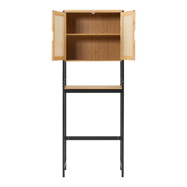Toiletskab Tervola 172x63x27 cm sort/bambus [en.casa]
