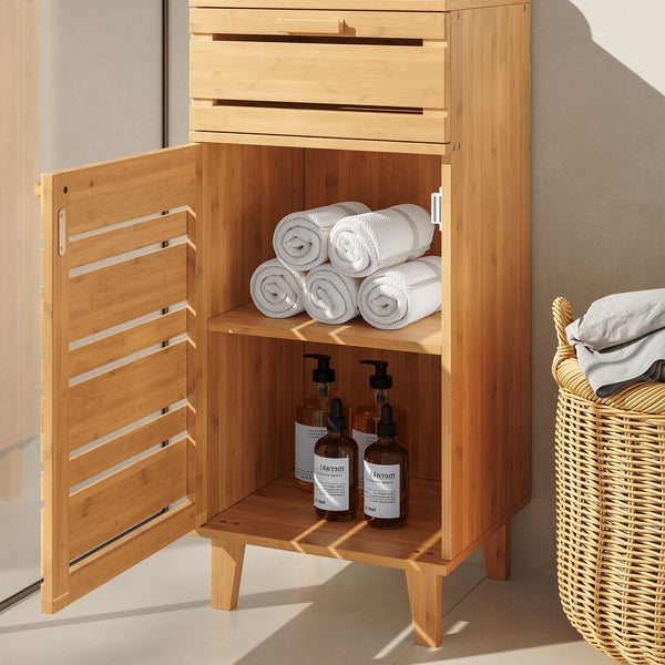 Badeværelsesskab Epind 75x33x30 cm naturlig bambus [en.casa]