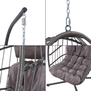 Hængestol Edeng med stel 196x110x95 cm Grå [en.casa]
