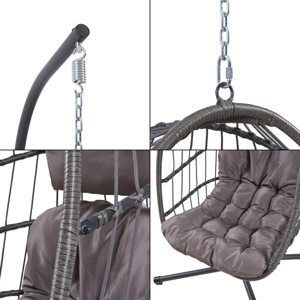 Hængestol Edeng med stel 196x110x95 cm Grå [en.casa]