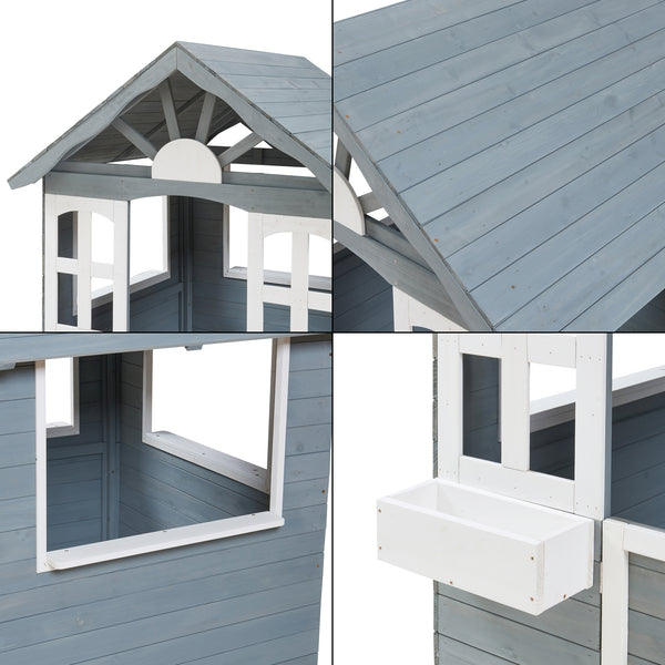 Legehus Vesa 138x120x102 cm grantræ grå [casa.pro]