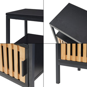 Sengebord Luniehti 58x40x33 cm sort/natur [en.casa]