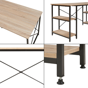 Skrivebord Klirurud med 2 hylder L-formet 150x150x75 cm eg [en.casa]