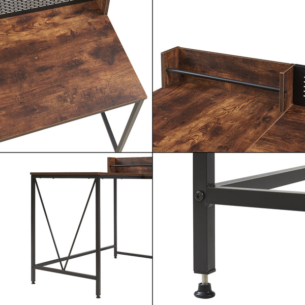 Skrivebord Frelvepirg med bagplade L-formet 165x110x75 cm valnød [en.casa]
