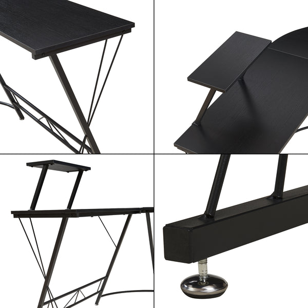 Yremso L-formet skrivebord 122x122x98 cm sort [en.casa]