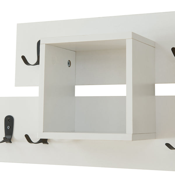 Vægknagerække Vänd med hylde 32x60x14 cm Hvid [en.casa]