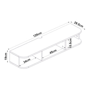 Hængende tv-lowboard Oundsvas 120x30x19 cm Hvid [en.casa]