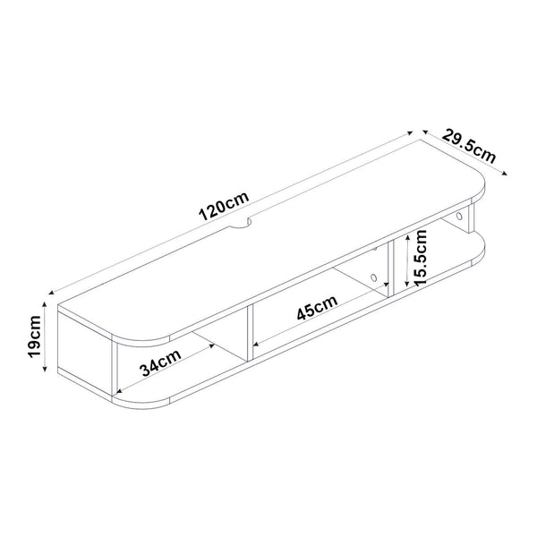 Hængende tv-lowboard Oundsvas 120x30x19 cm Hvid [en.casa]