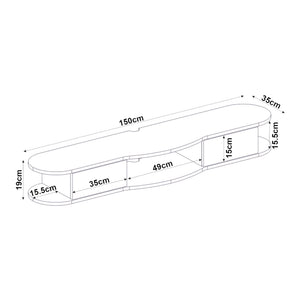 Hængende tv-lavtavle Nyskiri 150x35x19 cm antracit/eg-look [en.casa]