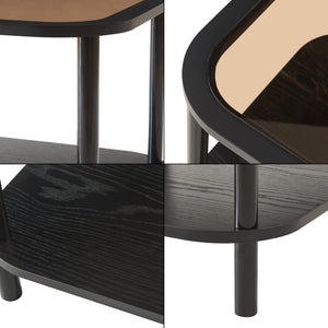 Latama sidebord med glasplade 51x51x45 cm sort/bronze glas [en.casa]