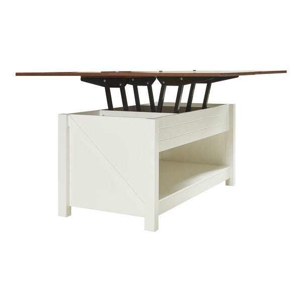 Kasama sofabord med løfteplade og opbevaringsplads 110x55x54 cm valnøddelook/hvid [en.casa]