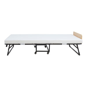 Metalfoldeseng Lustendi med madras 200x90cm sort/eg-look [en.casa].