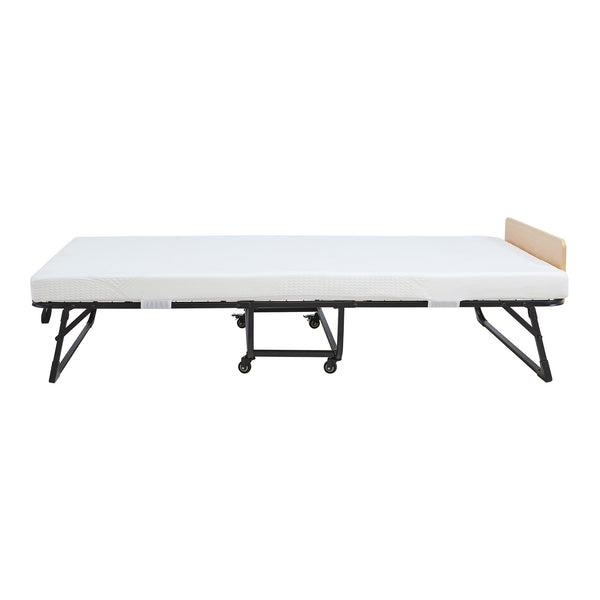Metalfoldeseng Lustendi med madras 200x90cm sort/eg-look [en.casa].