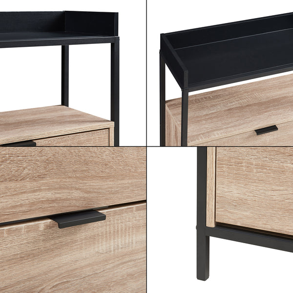 Belana skovogn med 2 klapper 116x60x24 cm sort/eg-look [en.casa]