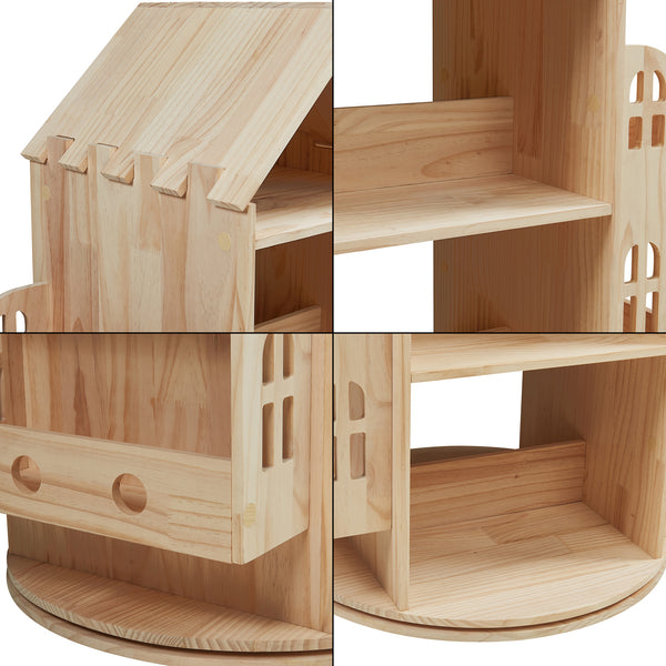 Roterende børnehylde Sanköre 122x64x43 cm fyrretræ natur [en.casa]