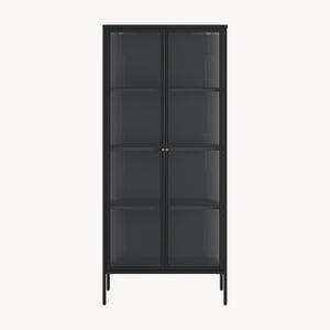 Vitrineskab Vinterhavn 180x80x35 cm stål sort [en.casa]