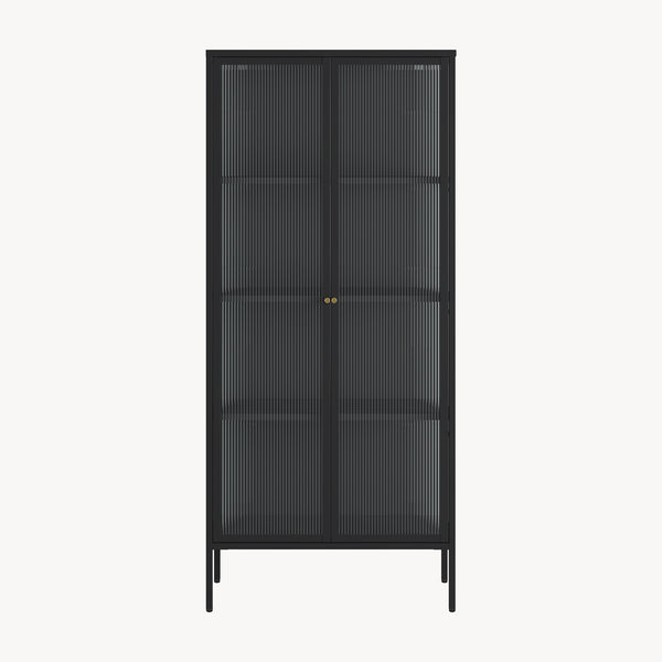 Vitrineskab Vinterhavn 180x80x35 cm stål sort [en.casa]