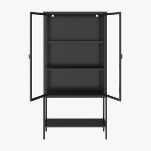 Vitrineskab Borshavisa stål 2-dørs 160x80x35 cm sort [en.casa]