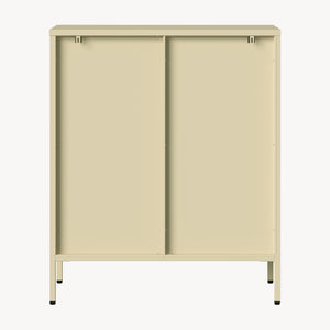 Vitrineskab Klippestad Stål 95x80x35 cm Kamel Farve [en.casa]