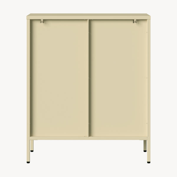 Vitrineskab Klippestad Stål 95x80x35 cm Kamel Farve [en.casa]