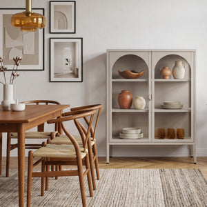 Vitrineskab Klippestad Stål 95x80x35 cm Kamel Farve [en.casa]