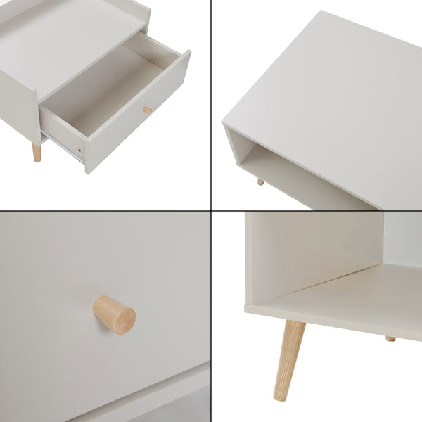Sofabord Hallevil med skuffe 106x59x44 cm lysegrå [en.casa]