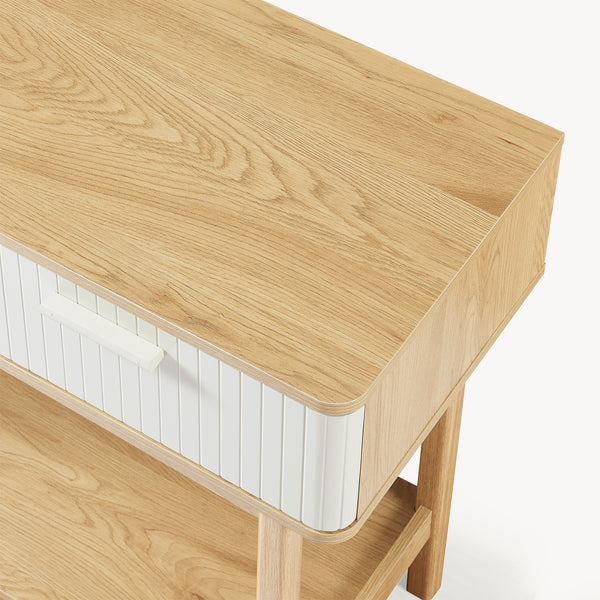 Konsolbord Ferrersp med 2 skuffer 100x40x80 cm egetræslook/sandfarver [en.casa]
