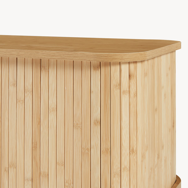 Skoskab med sædehynde Tvedestrand 50x80x40 cm Bambus/Beige [en.casa]