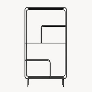Bogreol Færder stål 145x76x33 cm sort [en.casa]