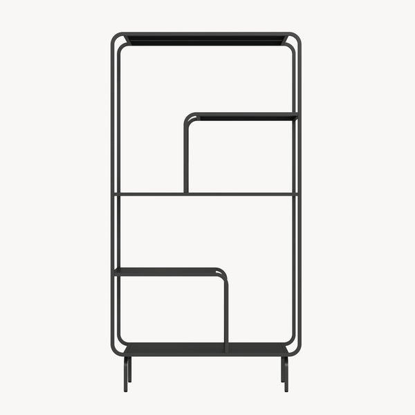 Bogreol Færder stål 145x76x33 cm sort [en.casa]