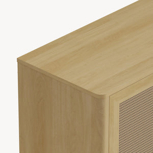 Skænk Lukhomso 83x80x40 cm egetræslook/rattan-look [en.casa]