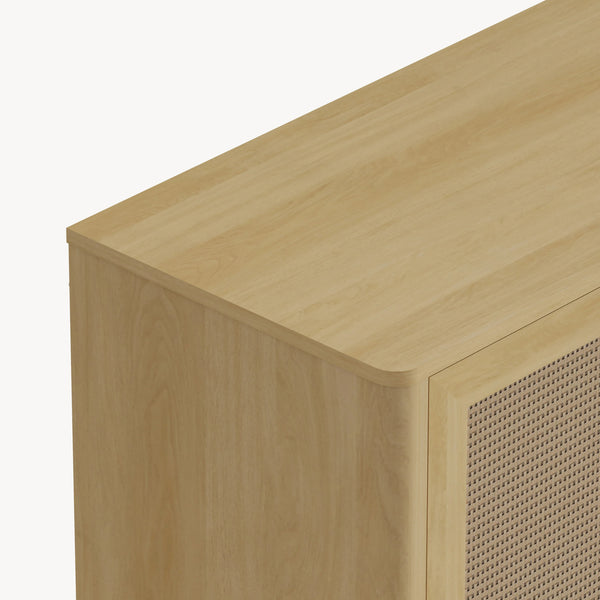 Skænk Lukhomso 83x80x40 cm egetræslook/rattan-look [en.casa]
